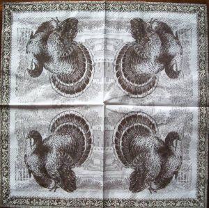 Салфетки индюк код ПТМ0168, трехслойная, размер 25*25 см. В упаковке 20 штук салфеток.