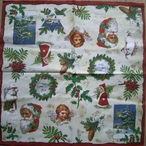 Новогодняя салфетка зимние картинки код ТС0232, трехслойная, размер 33х33 см.