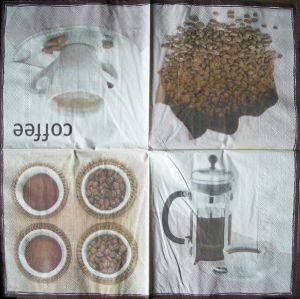 Салфетка кофе 4 картинки код ТС0296, трехслойная, размер 33х33 см.