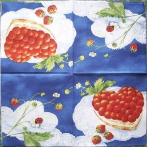 Салфетка клубничное сердце код ТМ0563(б), трехслойная, размер 25х25 см.