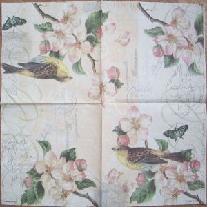 Салфетка птичка на письме код ТМ0785(б) трехслойная, размер 25*25 см.