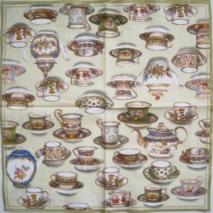 Салфетка чайники и чашки код ТС1494, трехслойная, размер 33х33 см.