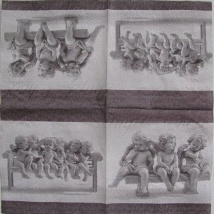Салфетка ангелочки на скамейке код ТМ1859(б), трехслойная, размер 25х25 см.