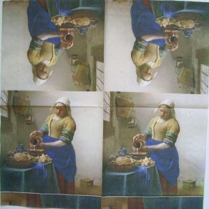 Салфетка крестьянка с кувшином (неровно обрезан рисунок) код ТС2228(б), трехслойная, размер 33х33 см.