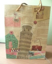 Пакет бумажный из крафт-бумаги &quot;I love Italy&quot; 18х23 см