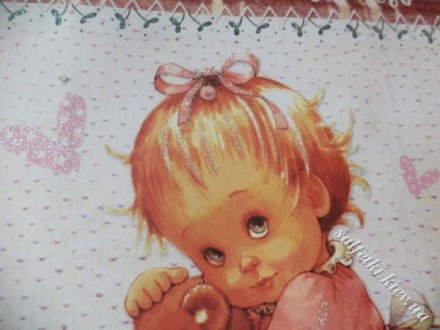 Пакет детский бумажный с глиттером &quot;Малышка с мишкой&quot; 26х32 см