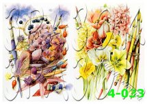 Декупажна карта - квіти та пензлі 4-033, формат А4, 60 г/м2