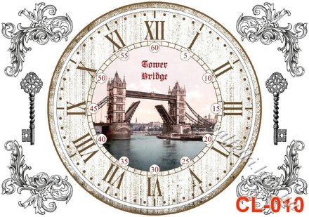 Декупажна карта - циферблат Tower Bridge CL010, формат А4, 60 г/м2