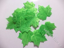 Набор декоративных листочков 10 шт из ткани ЗЕЛЕНЫЙ 3,3 х 3,3 см