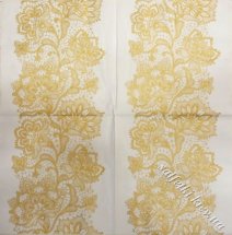 Серветка lace pattern золота на білому 33 х 33 см (ТС4747(а))