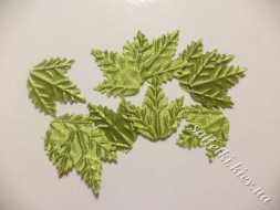 Набір декоративних листочків 10 шт з тканини ОЛИВКОВИЙ 1,8 х 1,8 см