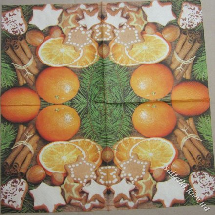 Серветка Christmas gingerbread and oranges 33 х 33 см (ТС4442)