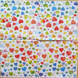 Серветка colourful hearts mix 33 х 33 см (ТС4465)