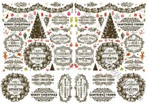 Декупажна карта - новорічні написи, дзеркальні NY136, формат А4, 60 г/м2