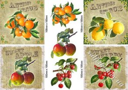 Декупажна карта - різні фрукти PT015, формат А4, 60 г/м2