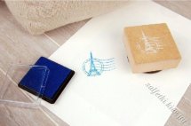 Гумовий штамп на дерев'яному блоці "Париж" з чорнильною подушечкою