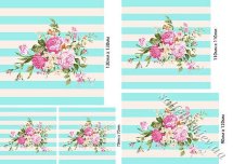 Декупажна карта - квіти на смугастому фоні PT017, формат А4, 60 г/м2