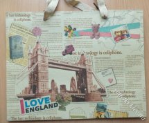 Пакет бумажный из крафт-бумаги &quot;I love England&quot; 27х34 см