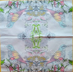 Серветки птах на блакитному 33 х 33 см (пачка 20 шт.) (ПТС5007)