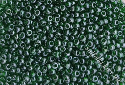 Бисер Preciosa 10/0, № 56060 Прозрачный Блестящий Темно-Зеленый, Круглый 10г.