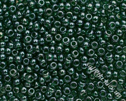 Бисер Preciosa 10/0, № 56060 Прозрачный Блестящий Темно-Зеленый, Круглый 10г.