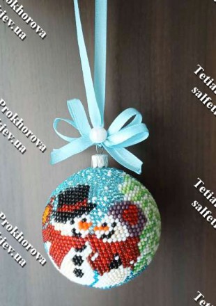 Новорічна кулька на ялинку &quot;Два сніговичка&quot; 6 см