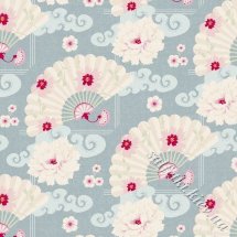 Piece of fabric Tilda 50*55 cm Chinese fans Pale blue