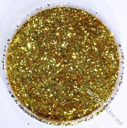 53 Глиттер (блестки) золото янтарное (крупное) 10 г в коробочке
