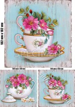 Декупажна карта - квіти у чайному сервізі PT120, формат А4, 60 г/м2