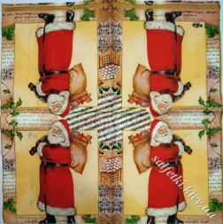 Серветка Дід Мороз з мішком (яскрава) 25 х 25 см (ТМ1318(б))