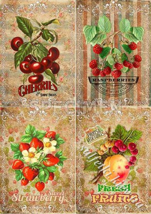 Декупажна карта - фрукти та ягоди NT063, формат А4, 60 г/м2