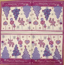 Серветка ялинки та іграшки з клаптиків фіолетова 33 х 33 см (ТС2323(а))