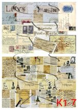 Декупажна карта - вінтажний колаж К1-7, формат А4, 60 г/м2