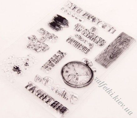 Набор силиконовых штампов Часы и надписи 0080