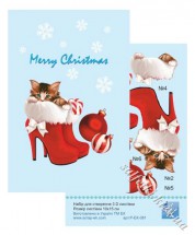 Набір для створення 3-D листівки Кошеня у чобітку "Merry Christmas"