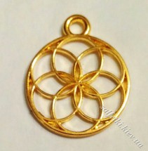 Підвіска металева кругла з квіткою 13 мм (колір - золото )