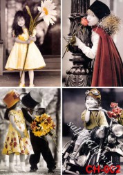 Декупажна карта - ретро-діти CH002, формат А4, 60 г/м2