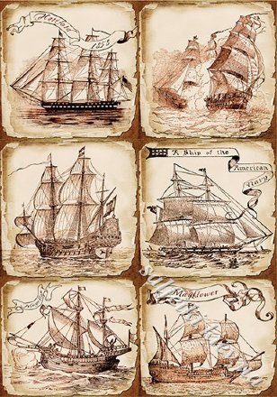 Декупажна карта - Старовинні кораблі SE016, формат А3, 60 г/м2