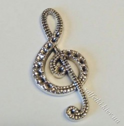 Підвіска металева Скрипковий ключ (колір - срібло)