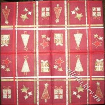 Серветка новорічні червоні квадрати 33 х 33 см (ТС0586)
