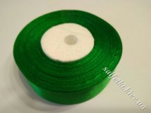 Стрічка атласна зелена 25 мм №19 (1 метр)