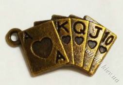 Підвіска металева Гральні карти 24 х 13 мм (колір - бронза)