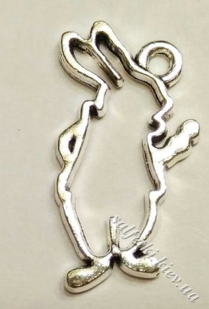 Підвіска металева Кролик контур (колір - срібло)