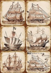 Декупажна карта - Старовинні кораблі SE019, формат А3, 60 г/м2