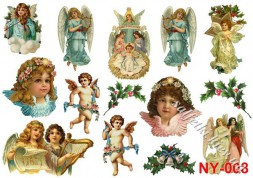 Декупажна карта - Різдвяна з янголами NY008, формат А4, 60 г/м2