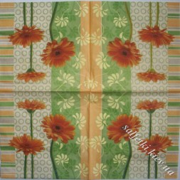 Серветка помаранчеві гербери 33х33 см (ТС1370)