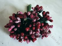 Тычинки на проволоке сложные с ягодками и листьями темно-красные пучок