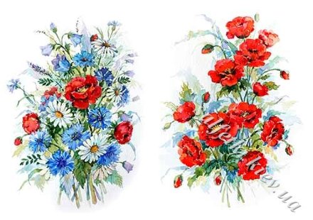 Декупажна карта - букети польових квітів FS059, формат А4, 60 г/м2