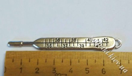 Підвіска металева Термометр 9 х 71 мм (колір - срібло)