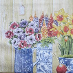 Серветка натюрморт з весняними квітами 33 х 33 см (ТС4715)